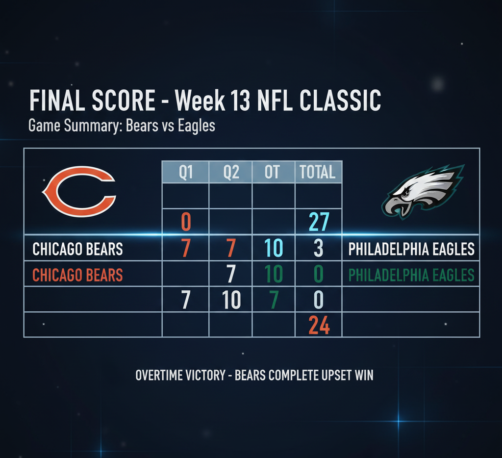 Bears vs Eagles overtime game as Chicago defense celebrates game-winning stop