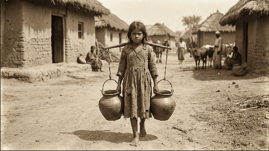 Young girl carrying water in rural village – “Emotional real-life story” Emotional real-life story
