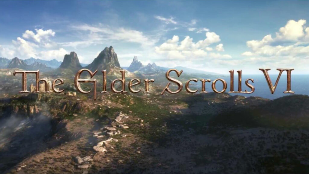 The Elder Scrolls VI teaser landscape featuring the rugged mountains of Hammerfell and High Rock.